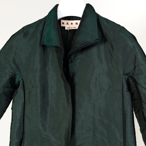 Marni Deep Green Metal Fibre Retro Swing Coat - Picture 5 of 11